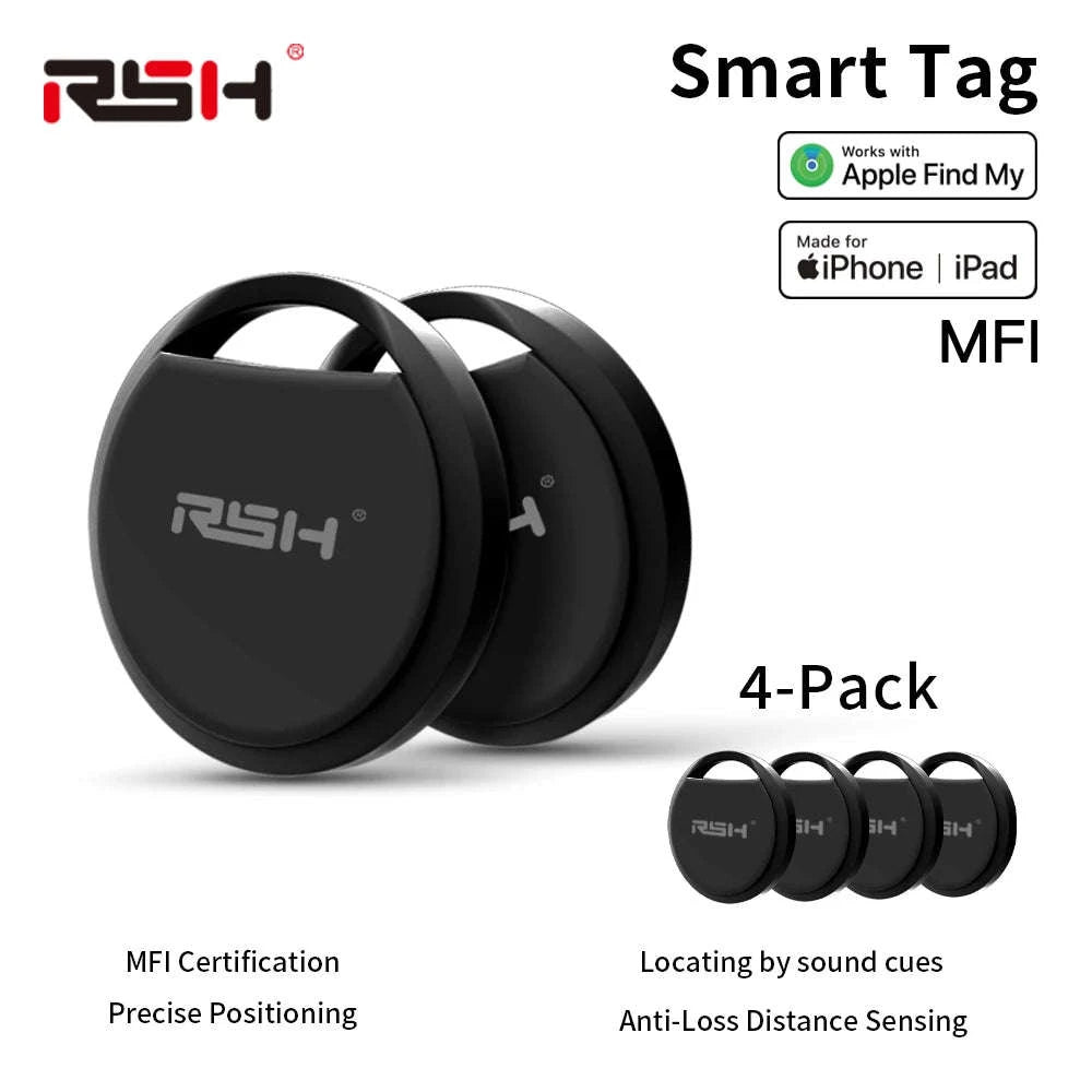 Bluetooth GPS Tracker Card for Apple Find My – Anti-Loss Locator-4PCS-Black / GERMANY