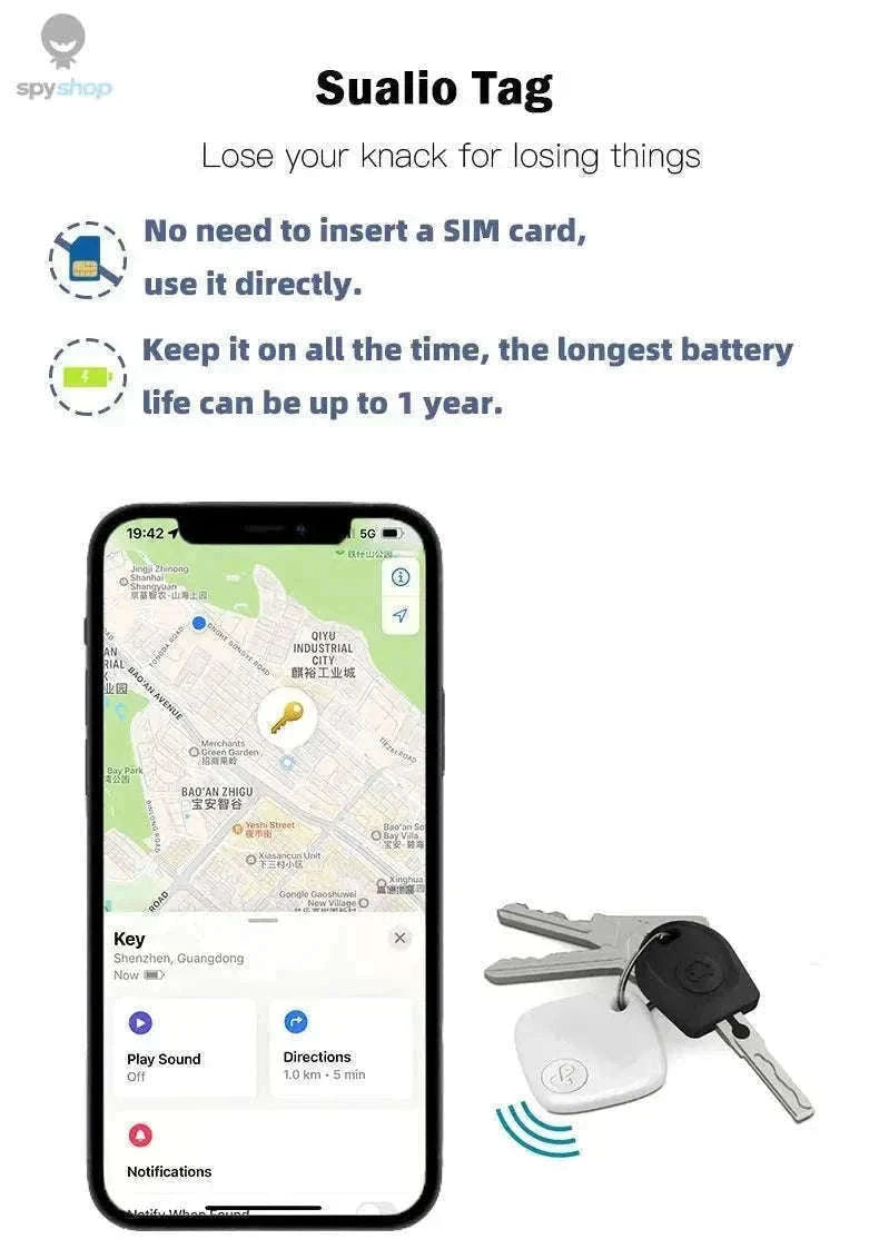 Bluetooth Mini Tracker for Keys, Wallets, Pets with Apple Find My-white