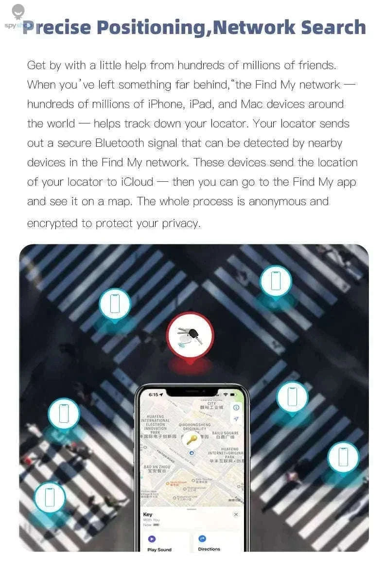 Bluetooth Mini Tracker for Keys, Wallets, Pets with Apple Find My-white