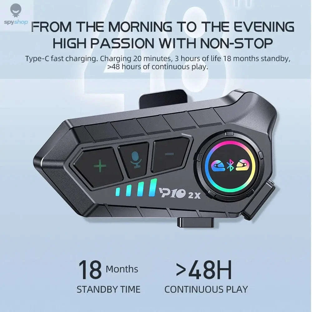 Bluetooth Motorcycle Helmet Intercom – V5.3 Headset with Long-Lasting Battery and Waterproof Design-Soft Microphone / CN