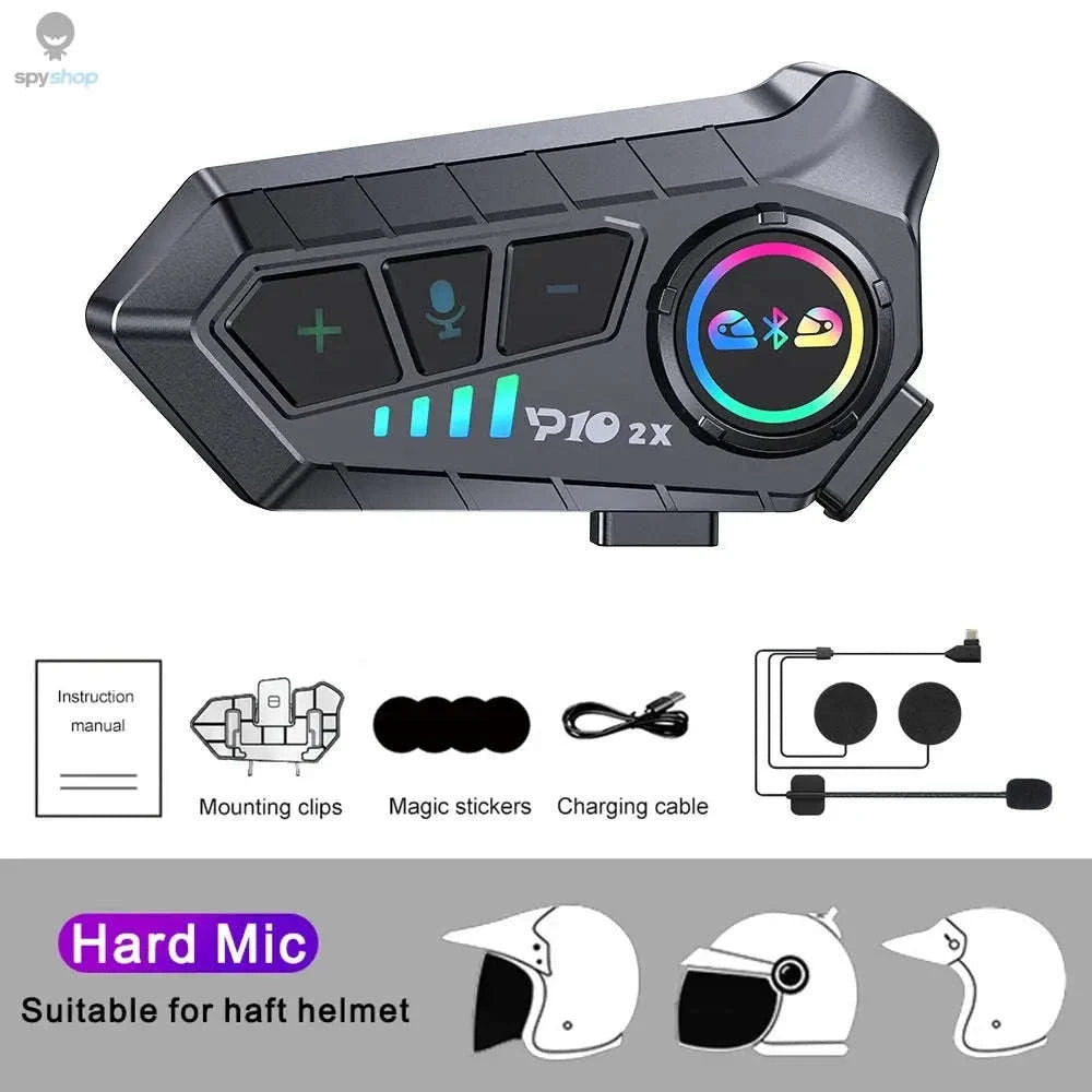 Bluetooth Motorcycle Helmet Intercom – V5.3 Headset with Long-Lasting Battery and Waterproof Design-Soft Microphone / CN