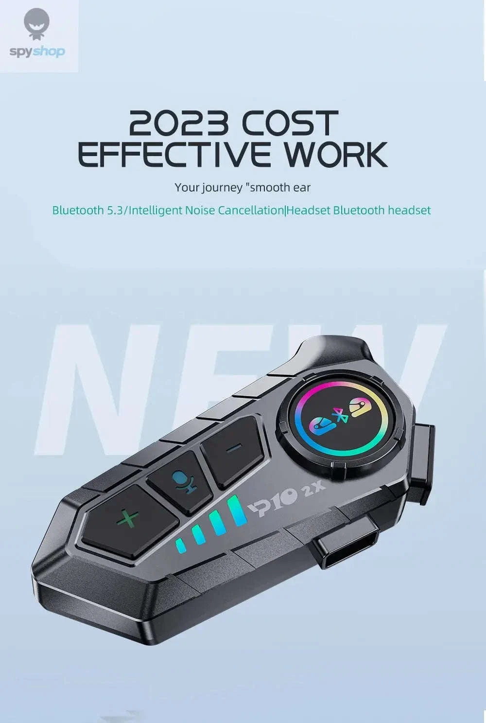 Bluetooth Motorcycle Helmet Intercom – V5.3 Headset with Long-Lasting Battery and Waterproof Design-Soft Microphone / CN