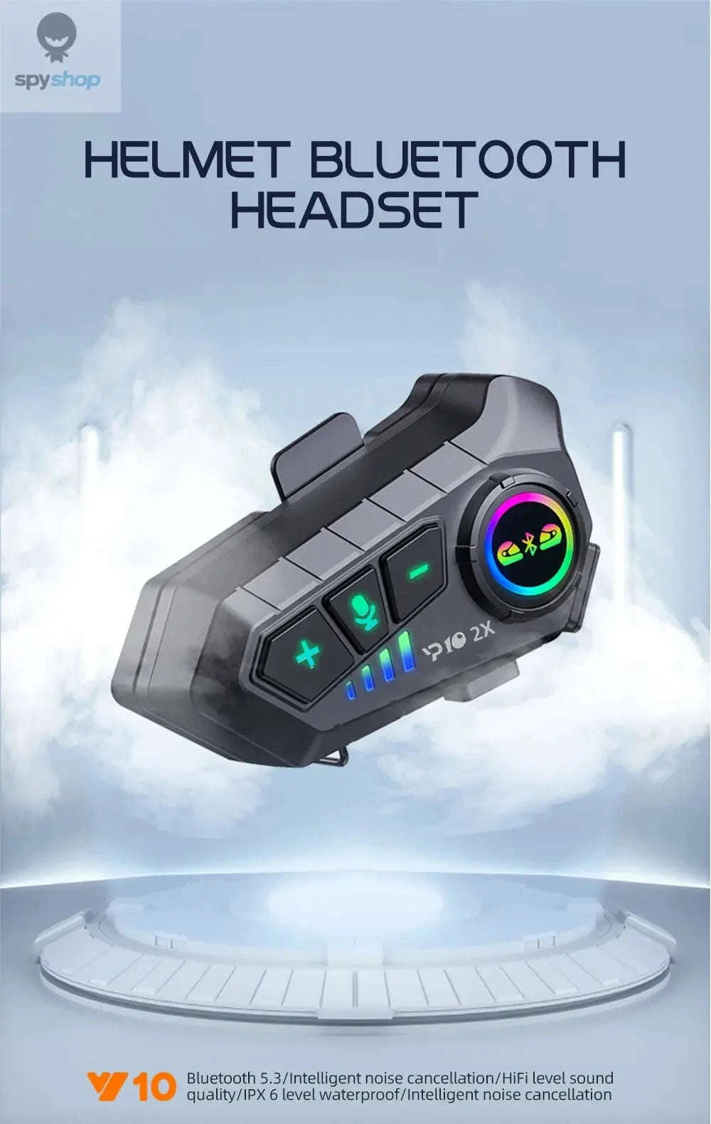 Bluetooth Motorcycle Helmet Intercom – V5.3 Headset with Long-Lasting Battery and Waterproof Design-Soft Microphone / CN