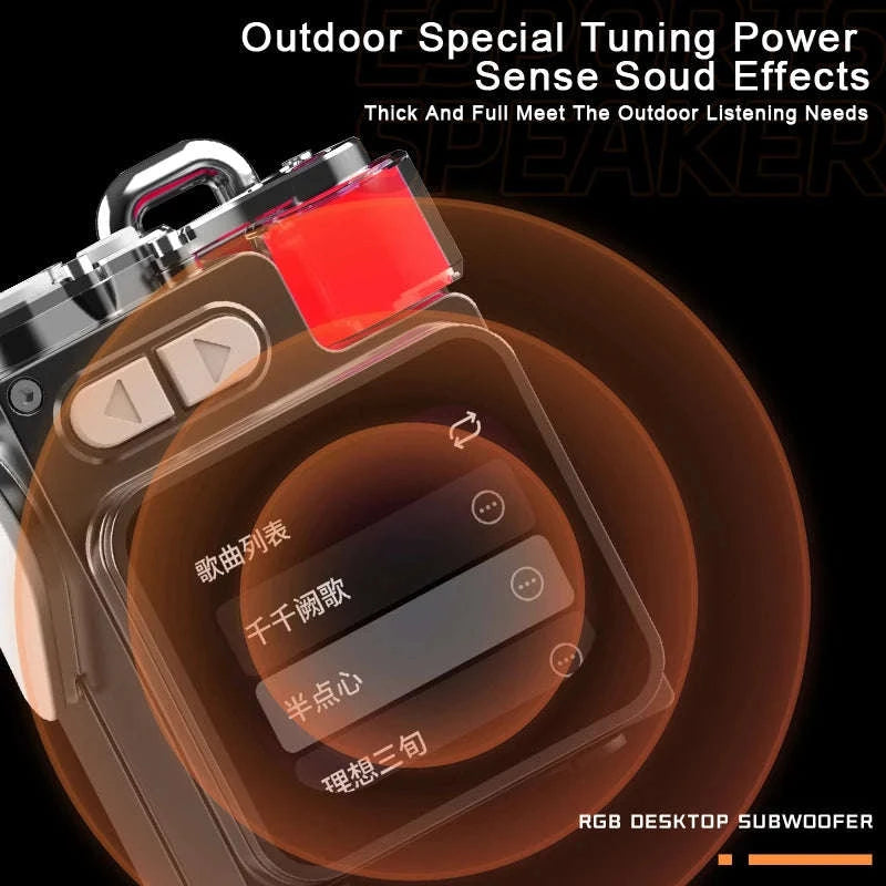 Bluetooth RGB Metal Speaker with LED Display, Clock & Subwoofer-Black / China Mainland