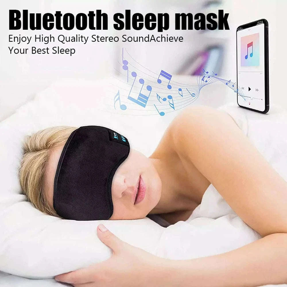 Bluetooth Sleep Headband with Wireless Earphones & Eye Mask-Black