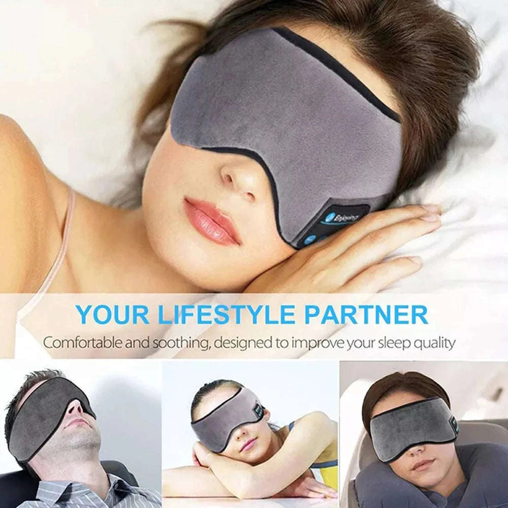 Bluetooth Sleep Headband with Wireless Earphones & Eye Mask-Black