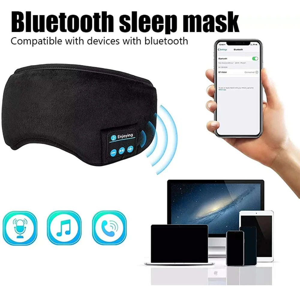 Bluetooth Sleep Headband with Wireless Earphones & Eye Mask-Black