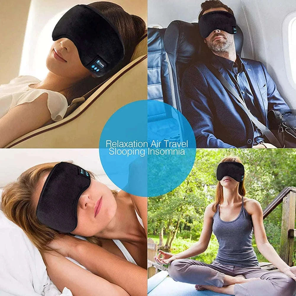 Bluetooth Sleep Headband with Wireless Earphones & Eye Mask-Black