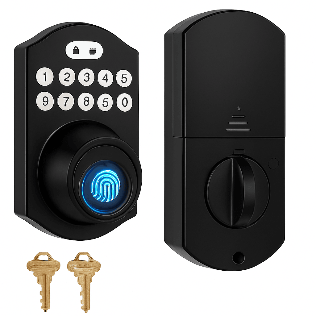 Bluetooth Smart Deadbolt Lock with Fingerprint Passcode App Remote Temporary Code Auto Lock Keyless Entry Front Door Lock for House Airbnb-United States