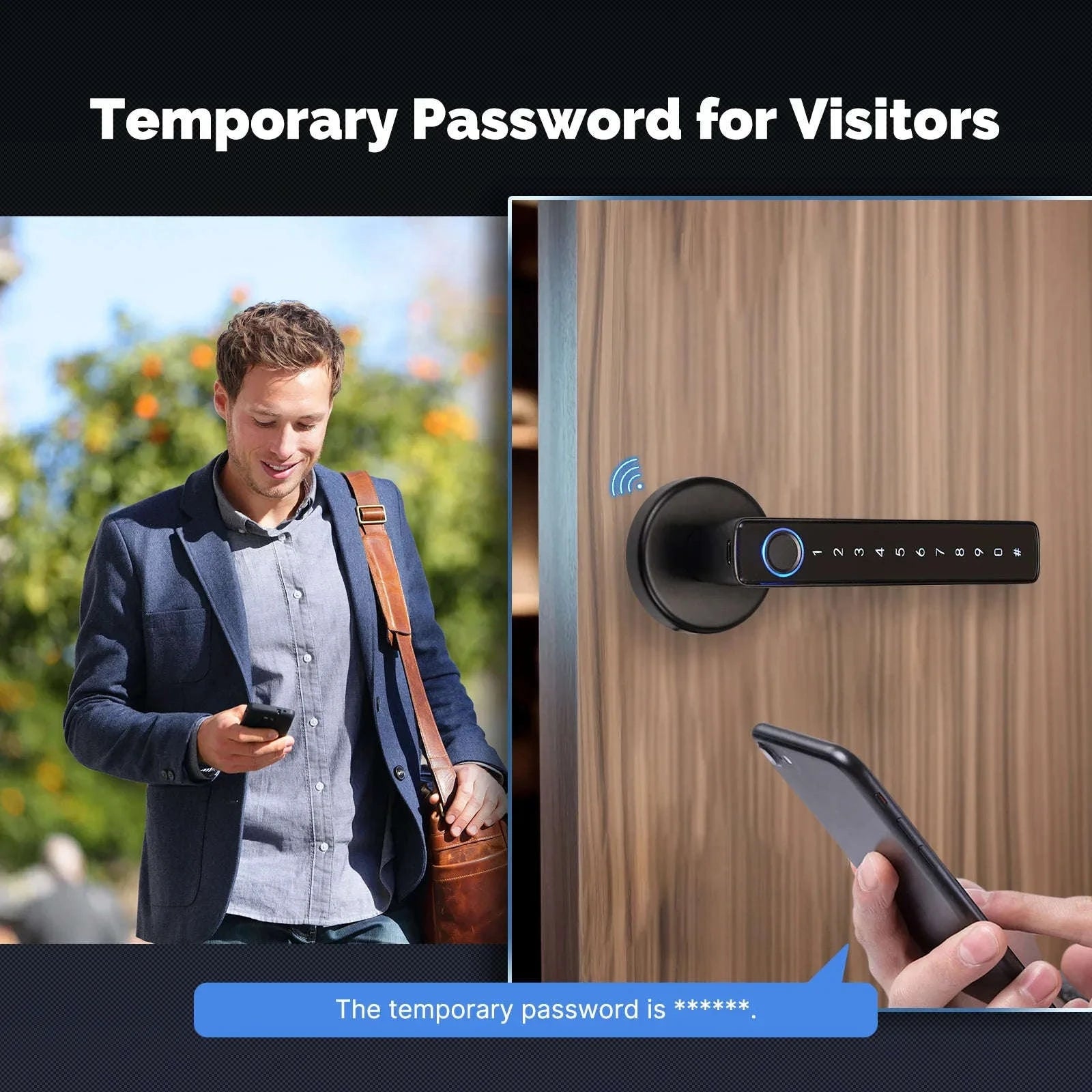 Bluetooth Smart Fingerprint Door Handle Lock with Password and App Remote Unlock-Fingerprint Lock / 2 PCS / United States
