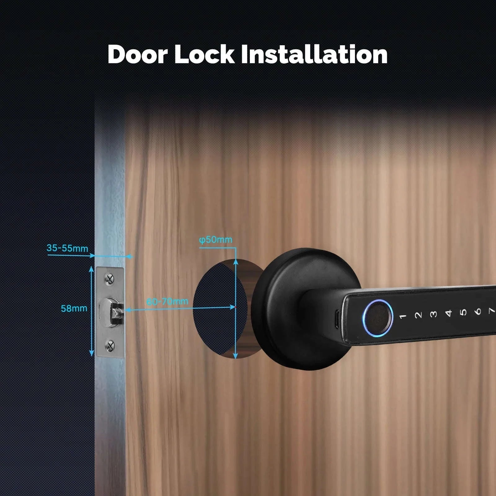 Bluetooth Smart Fingerprint Door Handle Lock with Password and App Remote Unlock-Fingerprint Lock / 2 PCS / United States