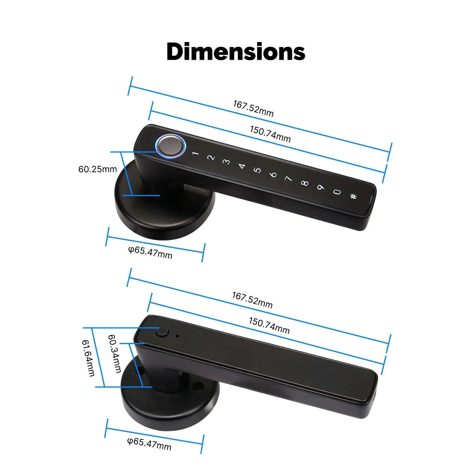 Bluetooth Smart Fingerprint Door Handle Lock with Password and App Remote Unlock-Fingerprint Lock / 2 PCS / United States