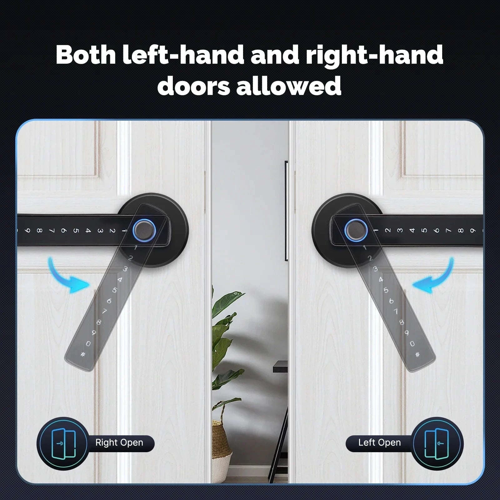 Bluetooth Smart Fingerprint Door Handle Lock with Password and App Remote Unlock-Fingerprint Lock / 2 PCS / United States