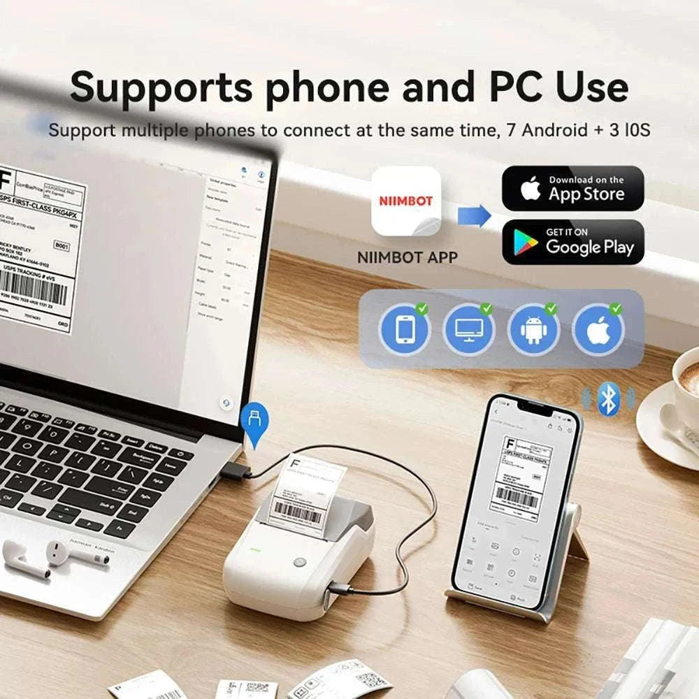 Bluetooth Thermal Label Printer B1 Wireless Barcode & Sticker Maker-D BL-34mm-3Roll / China Mainland