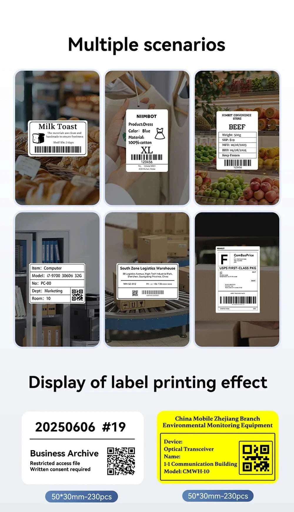 Bluetooth Thermal Label Printer B1 Wireless Barcode & Sticker Maker-D BL-34mm-3Roll / China Mainland