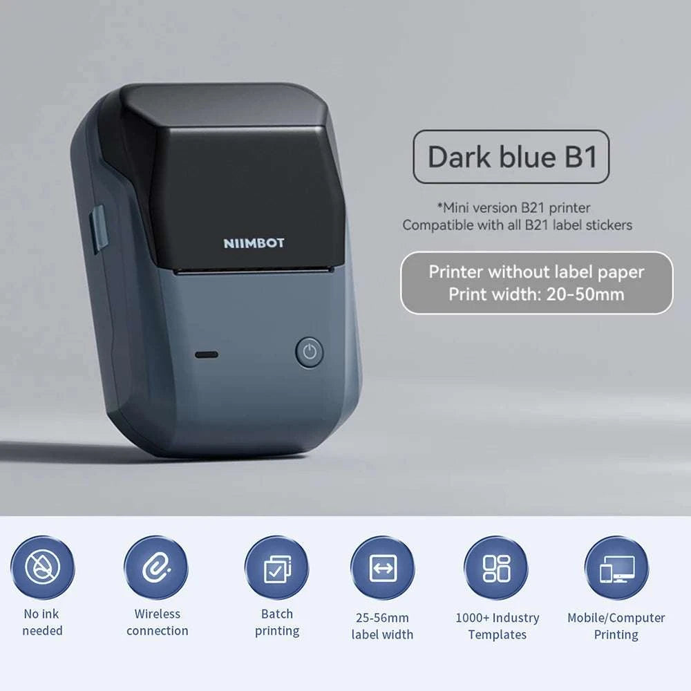 Bluetooth Thermal Label Printer B1 Wireless Barcode & Sticker Maker-D BL-34mm-3Roll / China Mainland