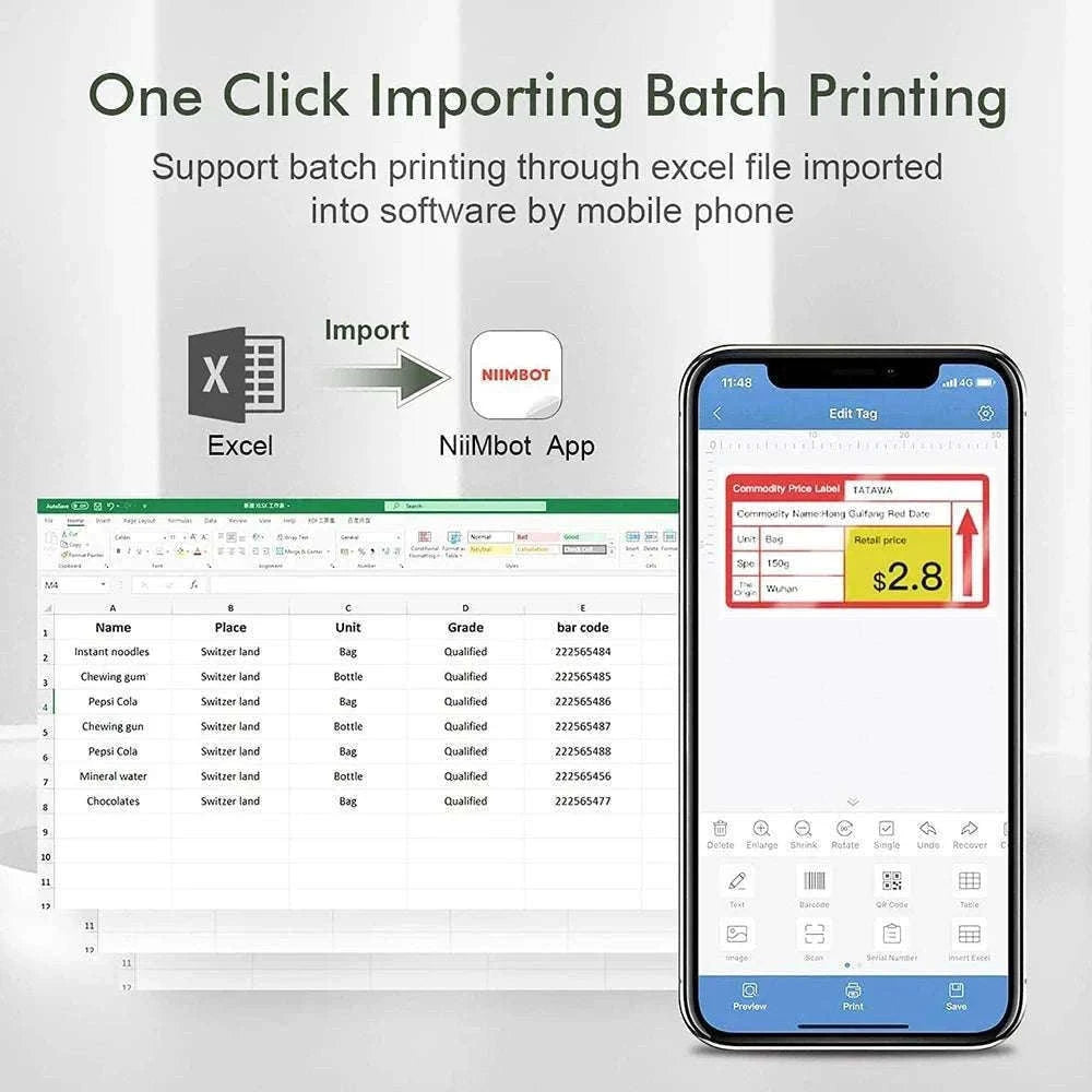 Bluetooth Thermal Label Printer B1 Wireless Barcode & Sticker Maker-D BL-34mm-3Roll / China Mainland