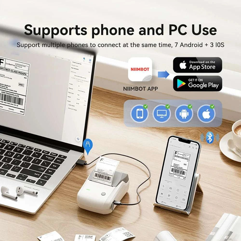 Bluetooth Thermal Label Printer B1 Wireless Barcode & Sticker Maker-D BL-34mm-3Roll / China Mainland