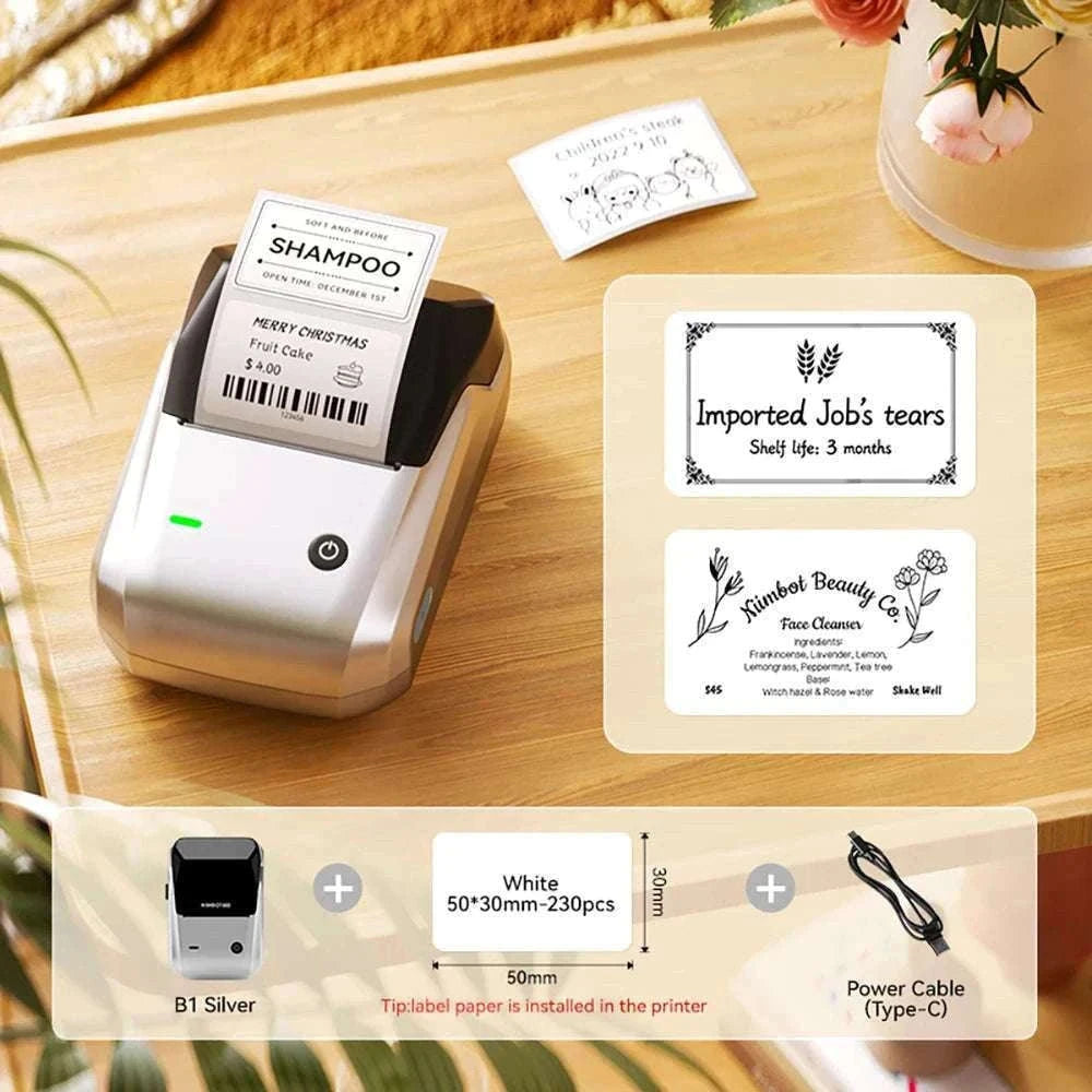 Bluetooth Thermal Label Printer B1 Wireless Barcode & Sticker Maker-D BL-34mm-3Roll / China Mainland