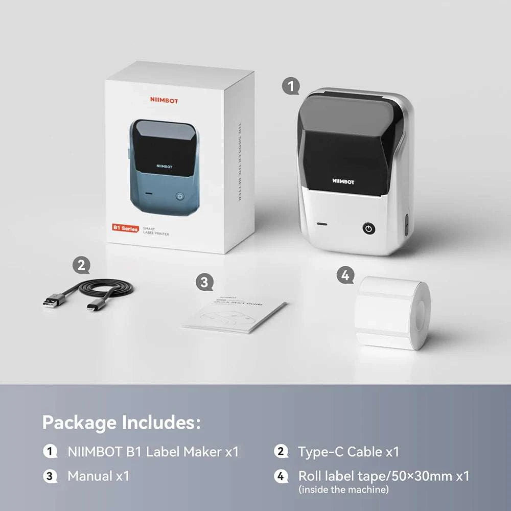 Bluetooth Thermal Label Printer B1 Wireless Barcode & Sticker Maker-D BL-34mm-3Roll / China Mainland