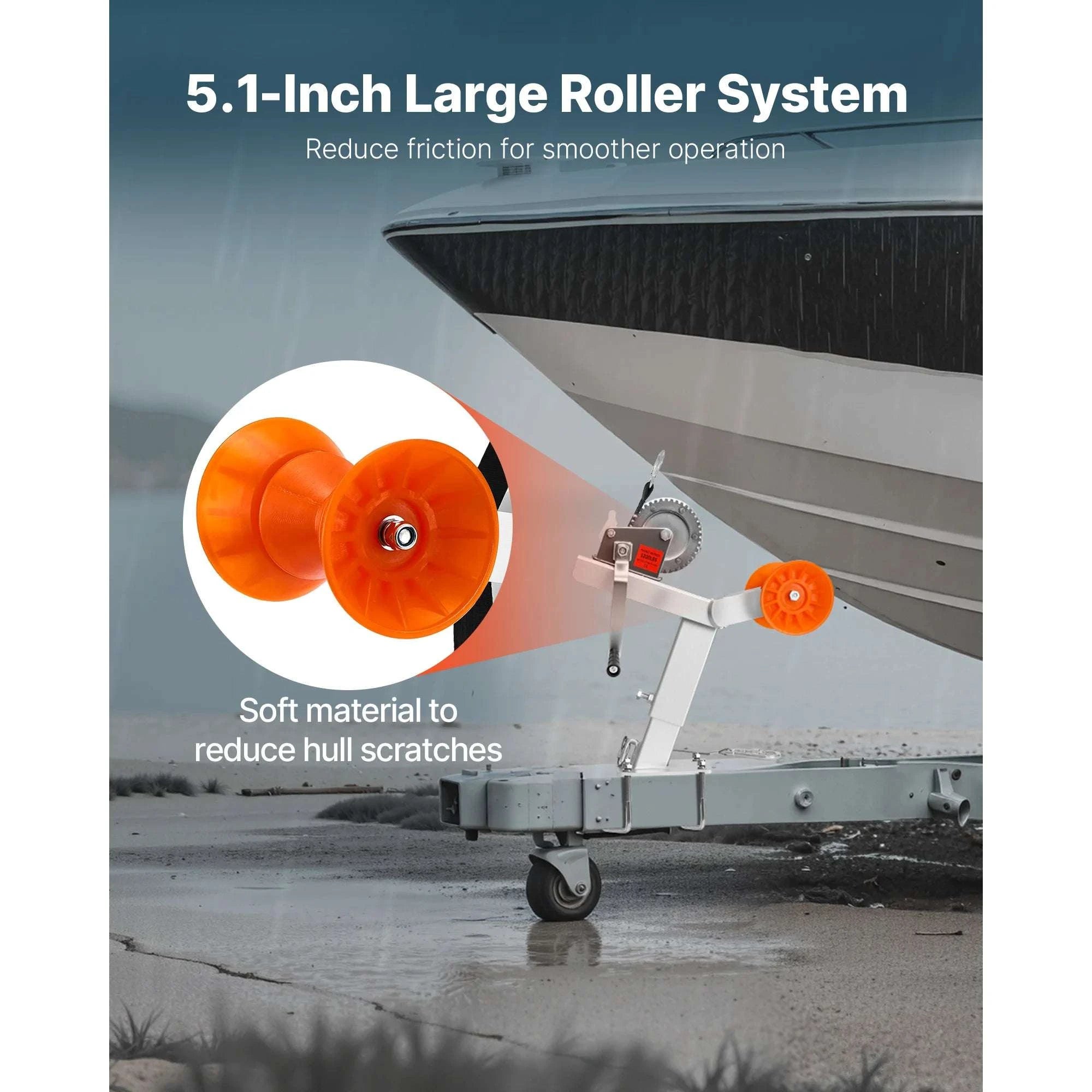 Boat Trailer Winch Stand 1200 lb with Roller & 25 ft Strap-With Winch / United States