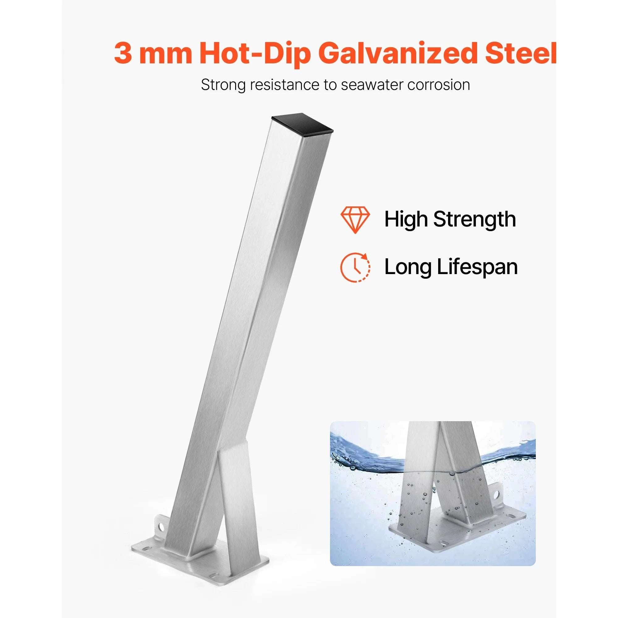 Boat Trailer Winch Stand 3x3x34in Galvanized Mount with U-Bolts-Sliver / france