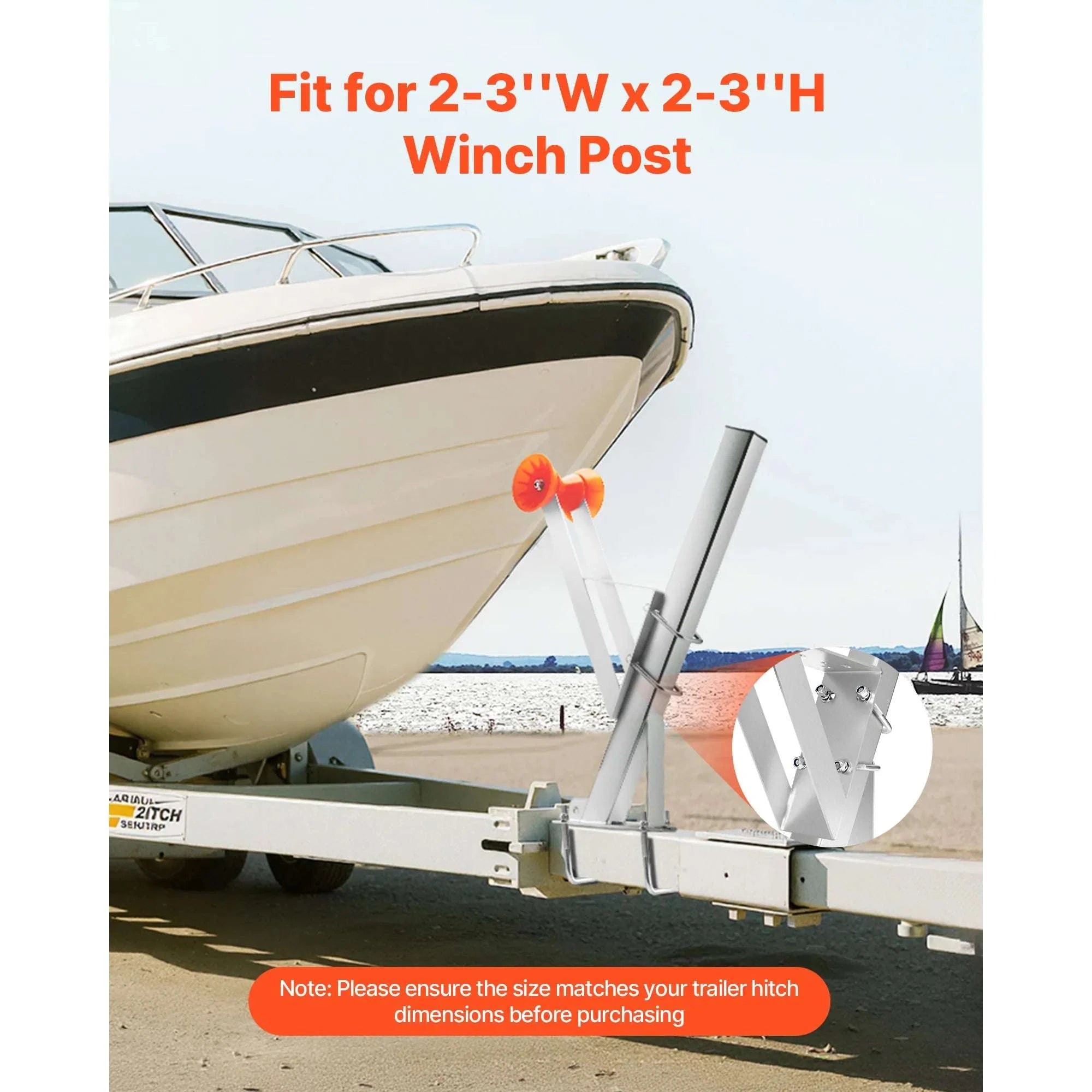 Boat Trailer Winch Stand with Roller for 2–3 Inch Posts-Silver / france