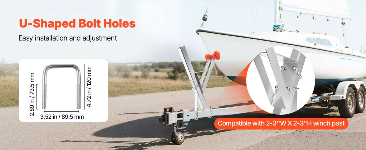 Boat Trailer Winch Stand with Roller for 2–3 Inch Posts-Silver / france