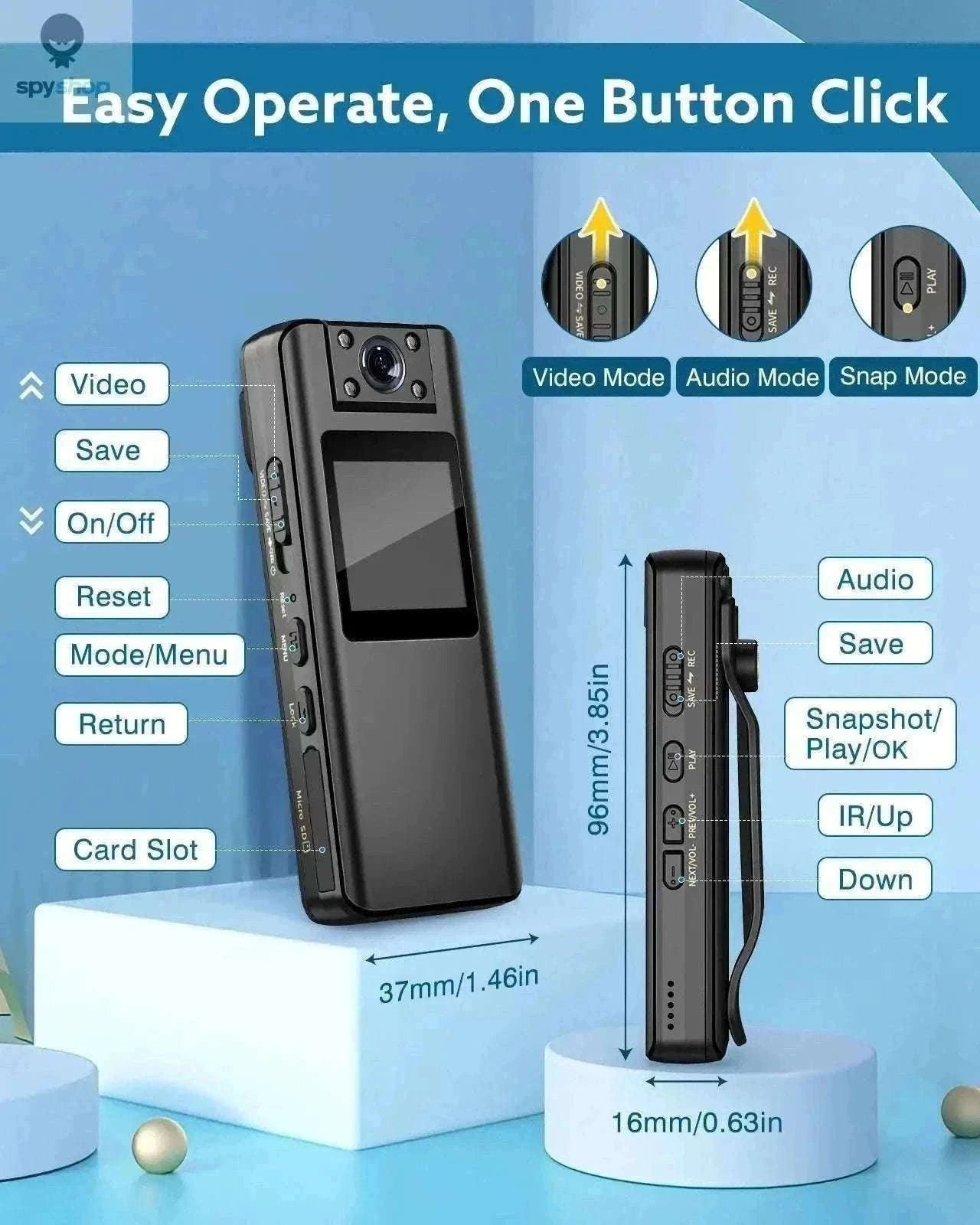 BOBLOV A22 Mini Body Camera with 1080P Recording-Camera Only