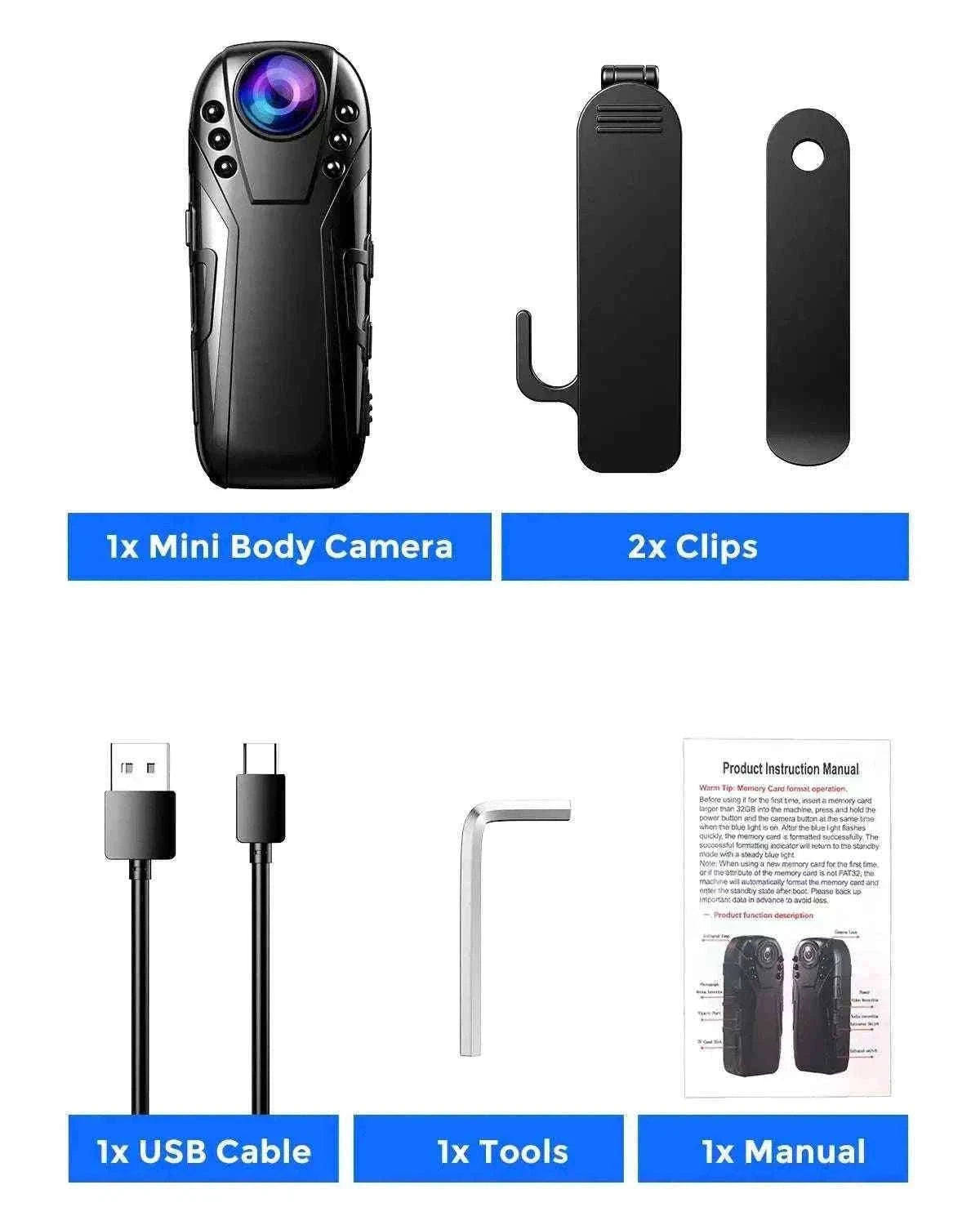 Boblov L02 Mini Dash Cam with 1080P HD and IR Night Vision-Only Camera
