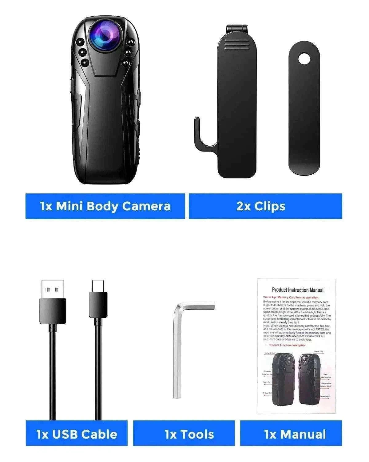 Boblov L02 Mini Dash Cam with 1080P HD and IR Night Vision-Only Camera
