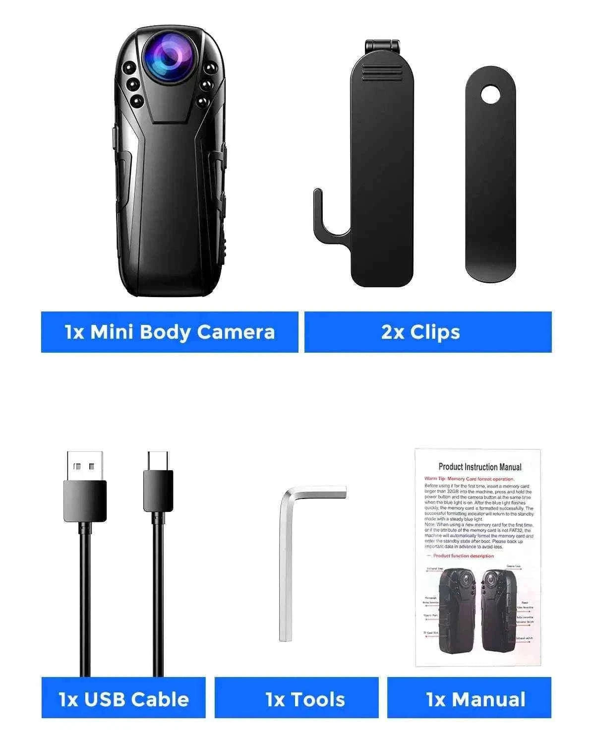 Boblov L02 Mini Dash Cam with 1080P HD and IR Night Vision-Only Camera