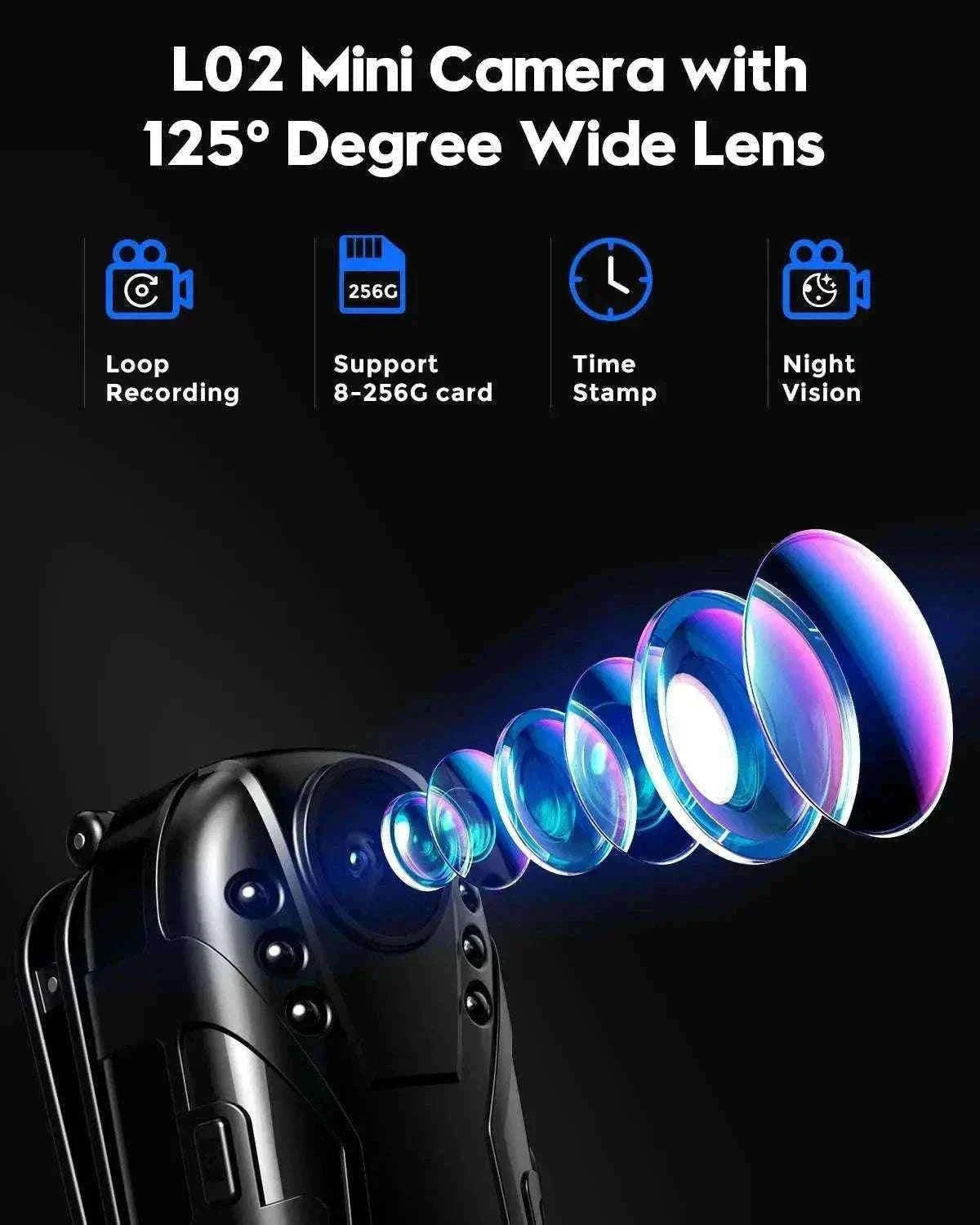 Boblov L02 Mini Dash Cam with 1080P HD and IR Night Vision-Only Camera