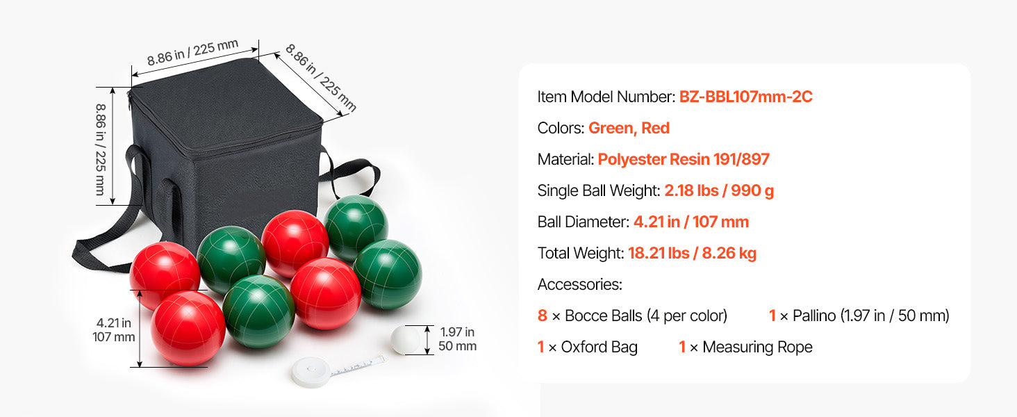 SucceBuy Bocce Ball Set 8 Resin Balls with Pallino Carry Bag and Measuring Rope Multi Color for Beach Lawn and Backyard Games