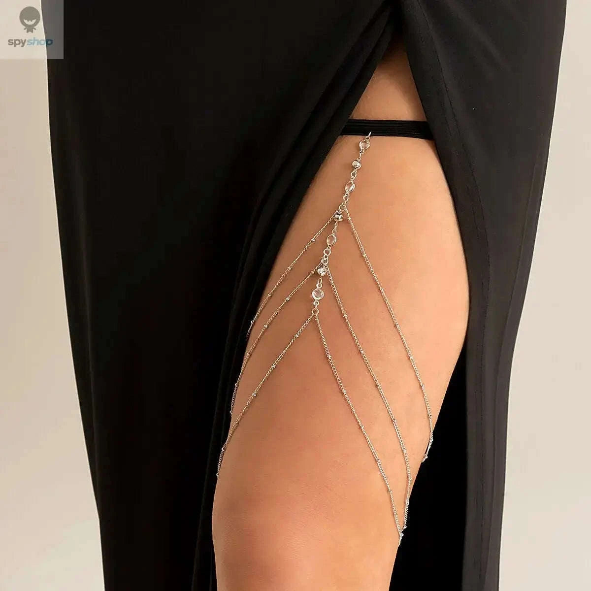 Boho Elastic Crystal Leg Thigh Chain-Gold Color