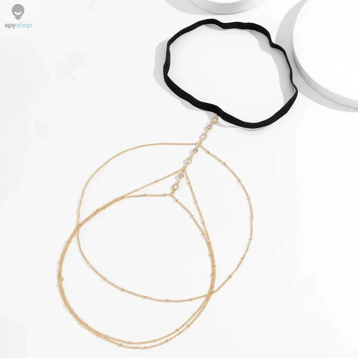 Boho Elastic Crystal Leg Thigh Chain-Gold Color