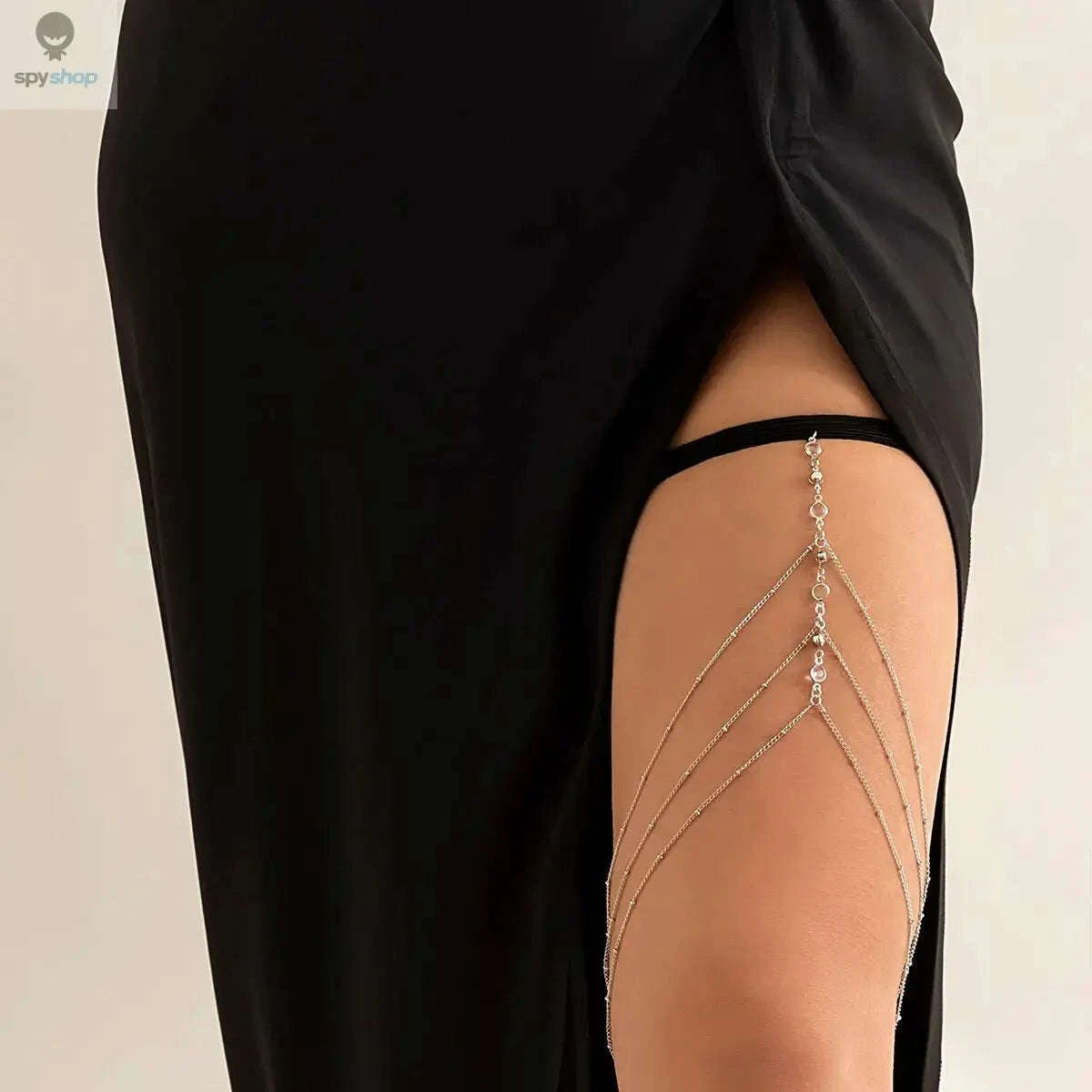 Boho Elastic Crystal Leg Thigh Chain-Gold Color