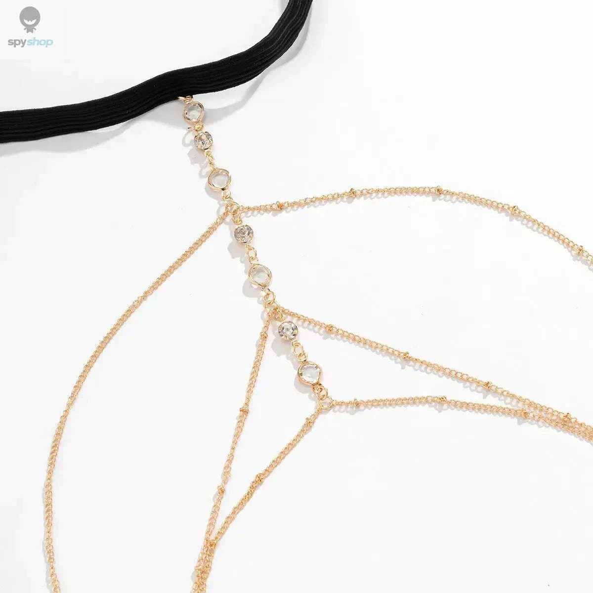 Boho Elastic Crystal Leg Thigh Chain-Gold Color