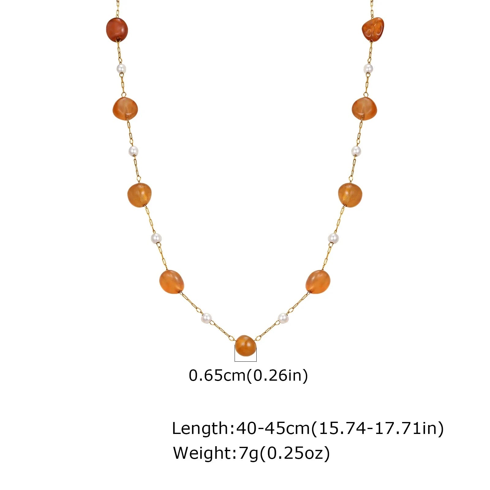 Boho Natural Stone Pearl Necklace for Women – Gold Chain Beach Style-NC-1907G01 / 40-45cm