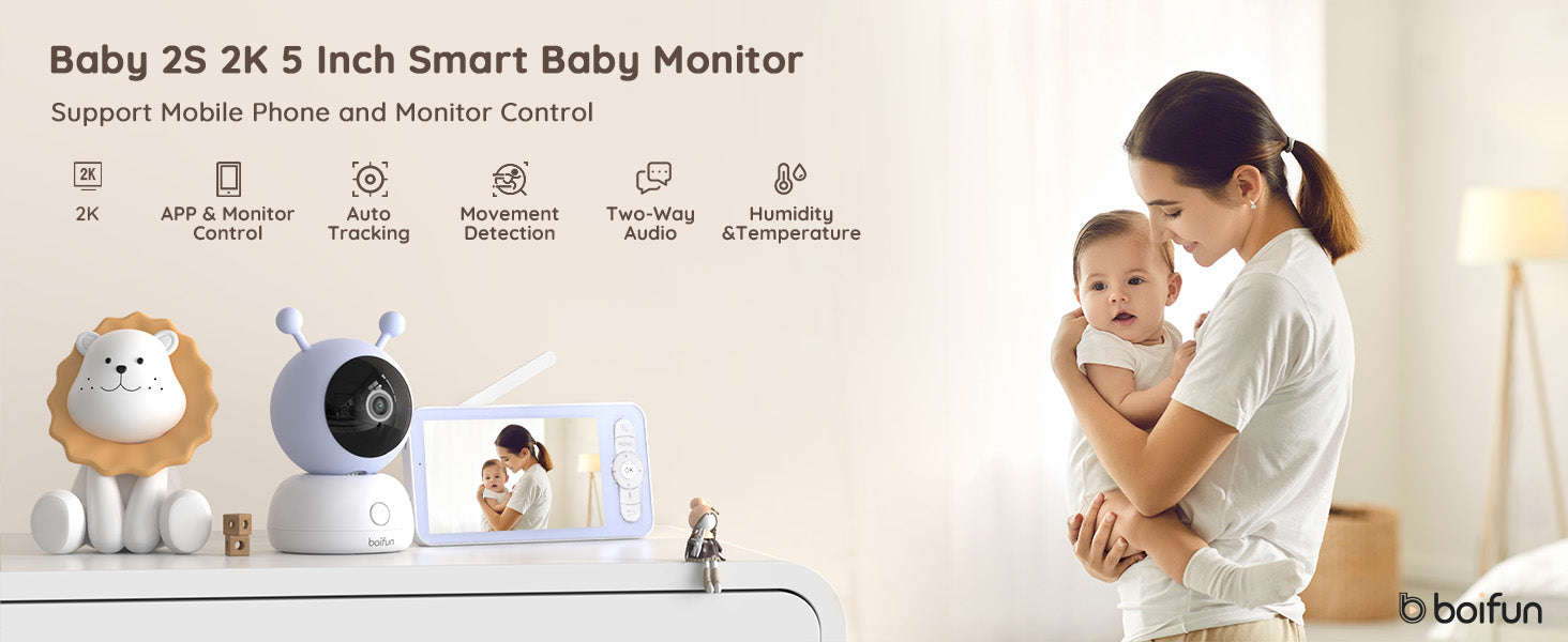 BOIFUN 2K WiFi Baby Monitor with 5'' Screen, 2-Way Talk-United States