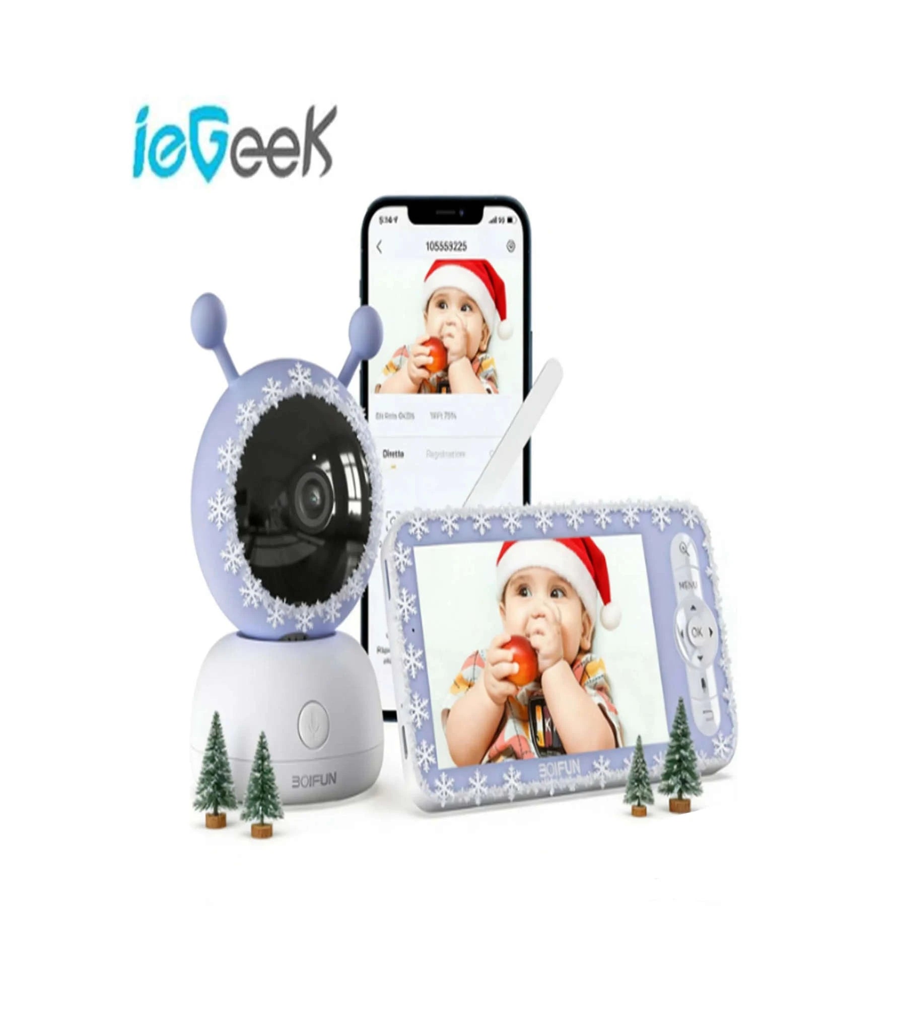 BOIFUN 5" Baby Monitor with 1080P WiFi App Control-United States
