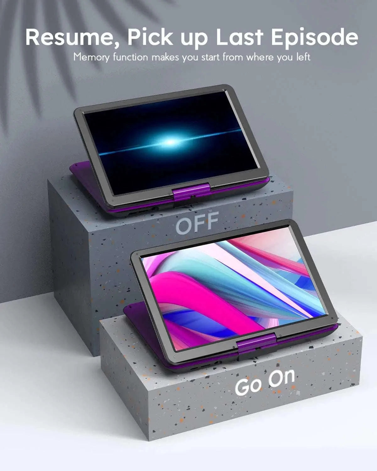 BOIFUN Portable DVD Player with 15.6" Swivel Screen-Purple / United States