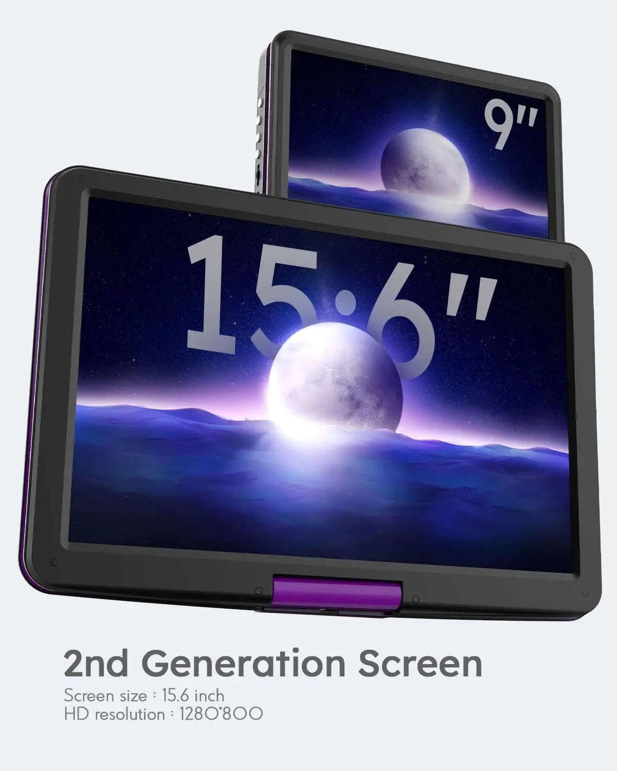 BOIFUN Portable DVD Player with 15.6" Swivel Screen-Purple / United States
