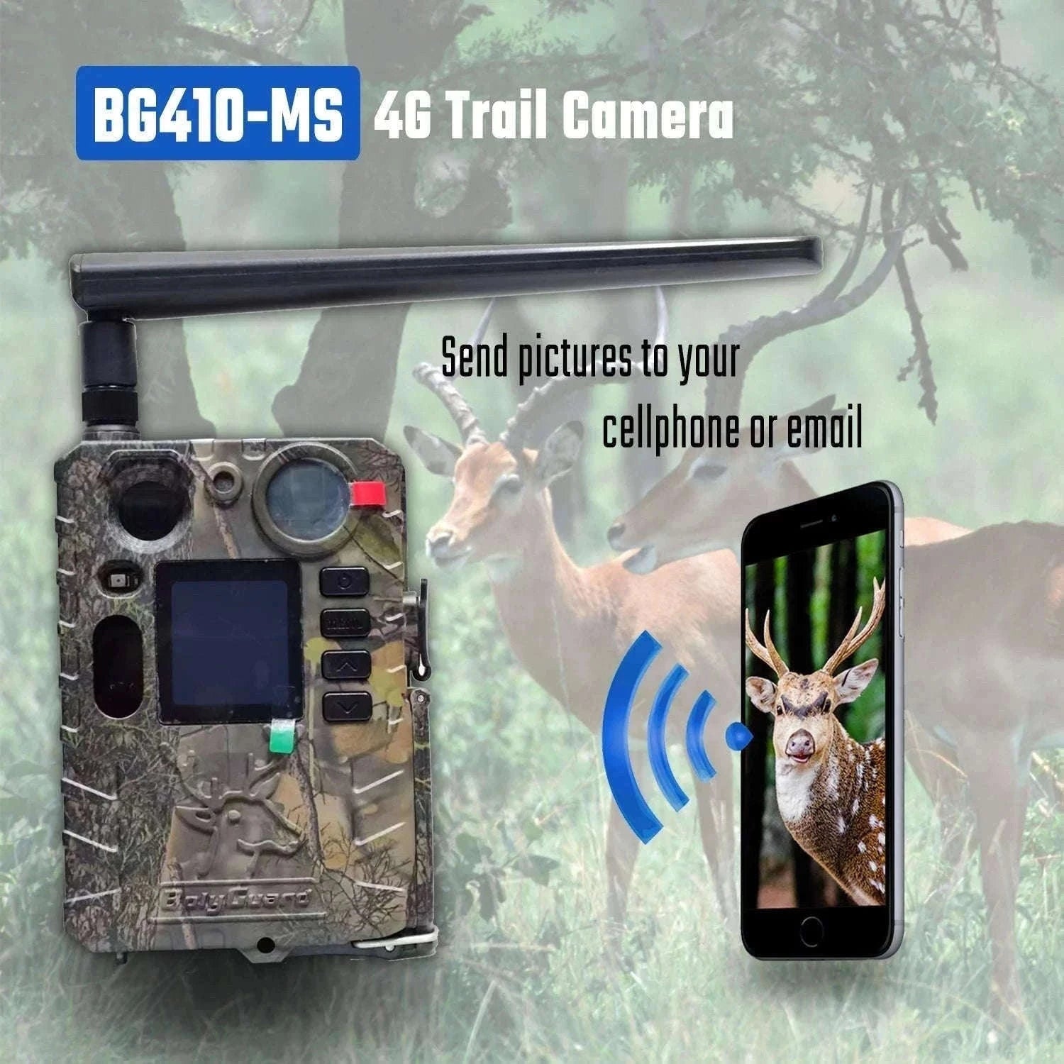 BolyGuard BG410-MS 4G LTE Trail Camera 4K 37MP Night Vision-With solar charger