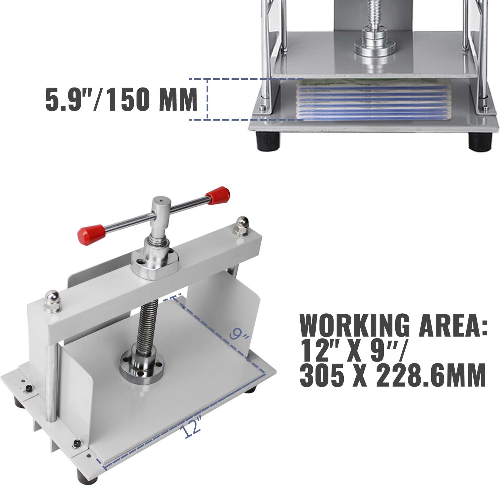 SucceBuy Manual Paper Press Machine 12x8.6 in for A4 Paper 10cm Thickness Steel Frame Paper Press Machine Papermaking Book Press