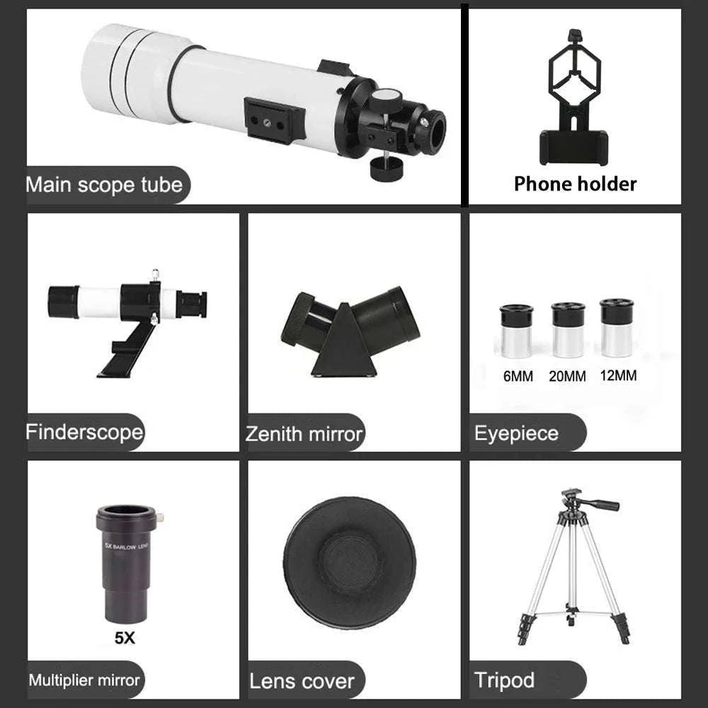 BORWOLF 70400 Astronomical Telescope with 70mm Lens-White