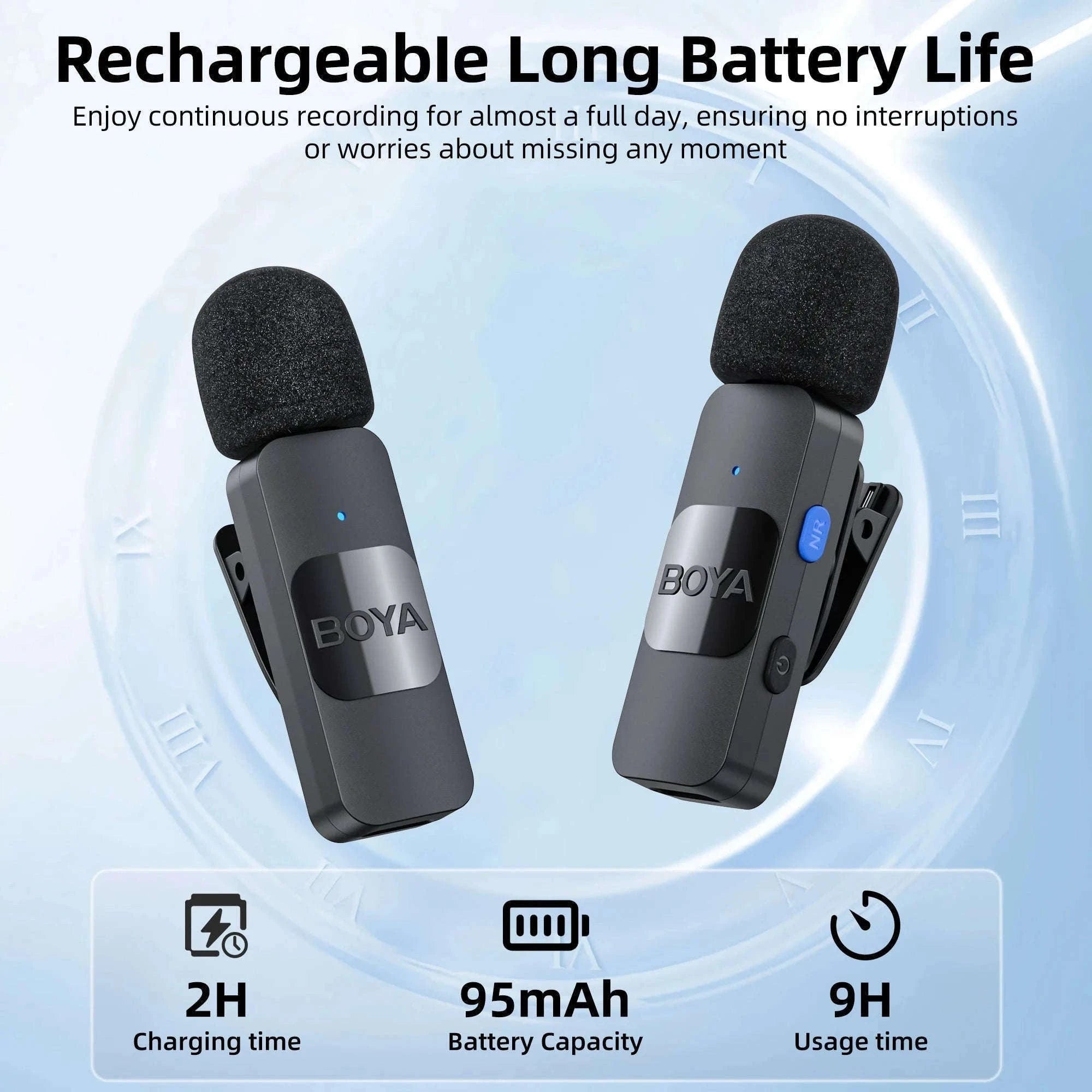 BOYA BY-V2 Wireless Lavalier Microphone for Clear Two-Voice Recording-BY-V1.-Lightning