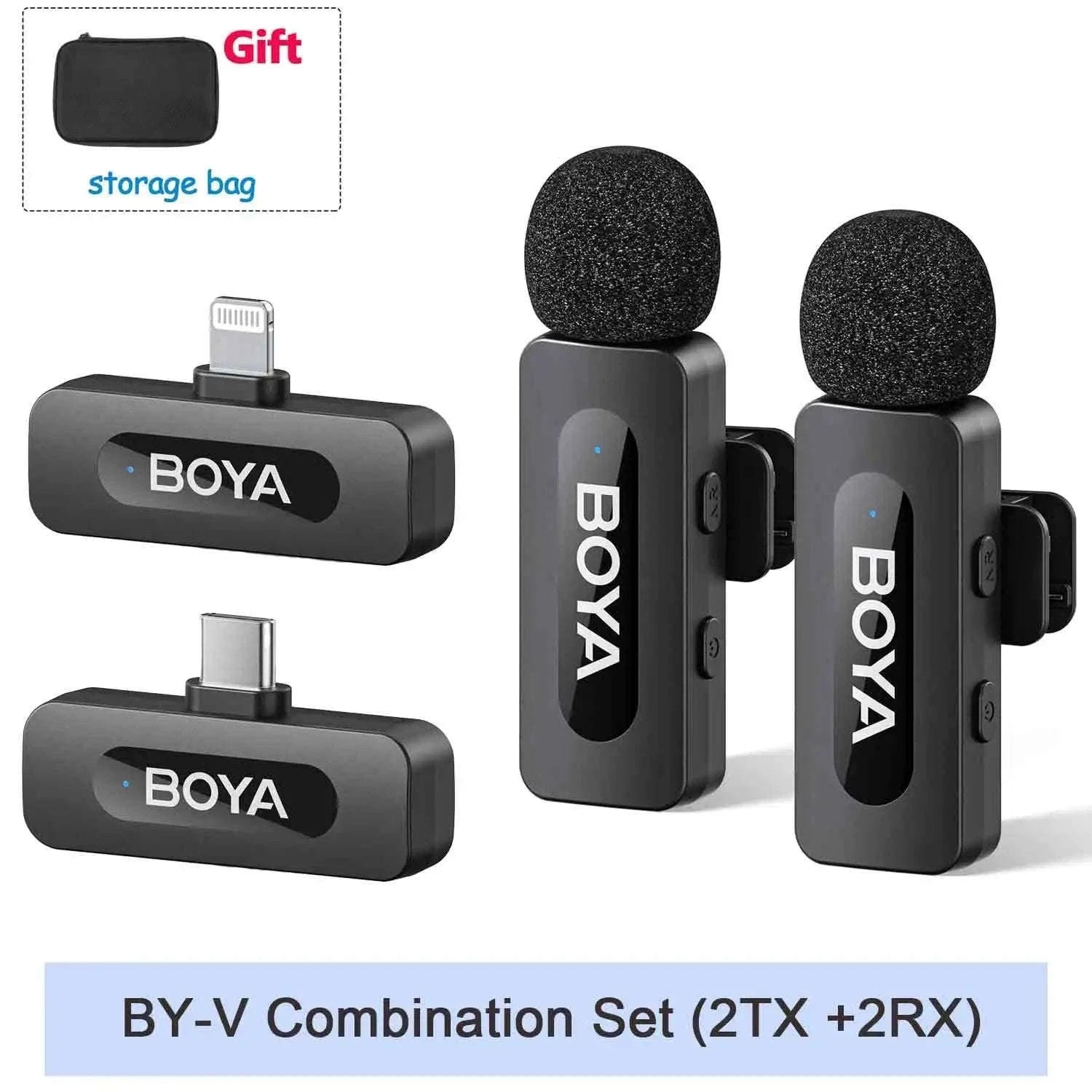 BOYA BY-V2 Wireless Lavalier Microphone for Clear Two-Voice Recording-BY-V1.-Lightning