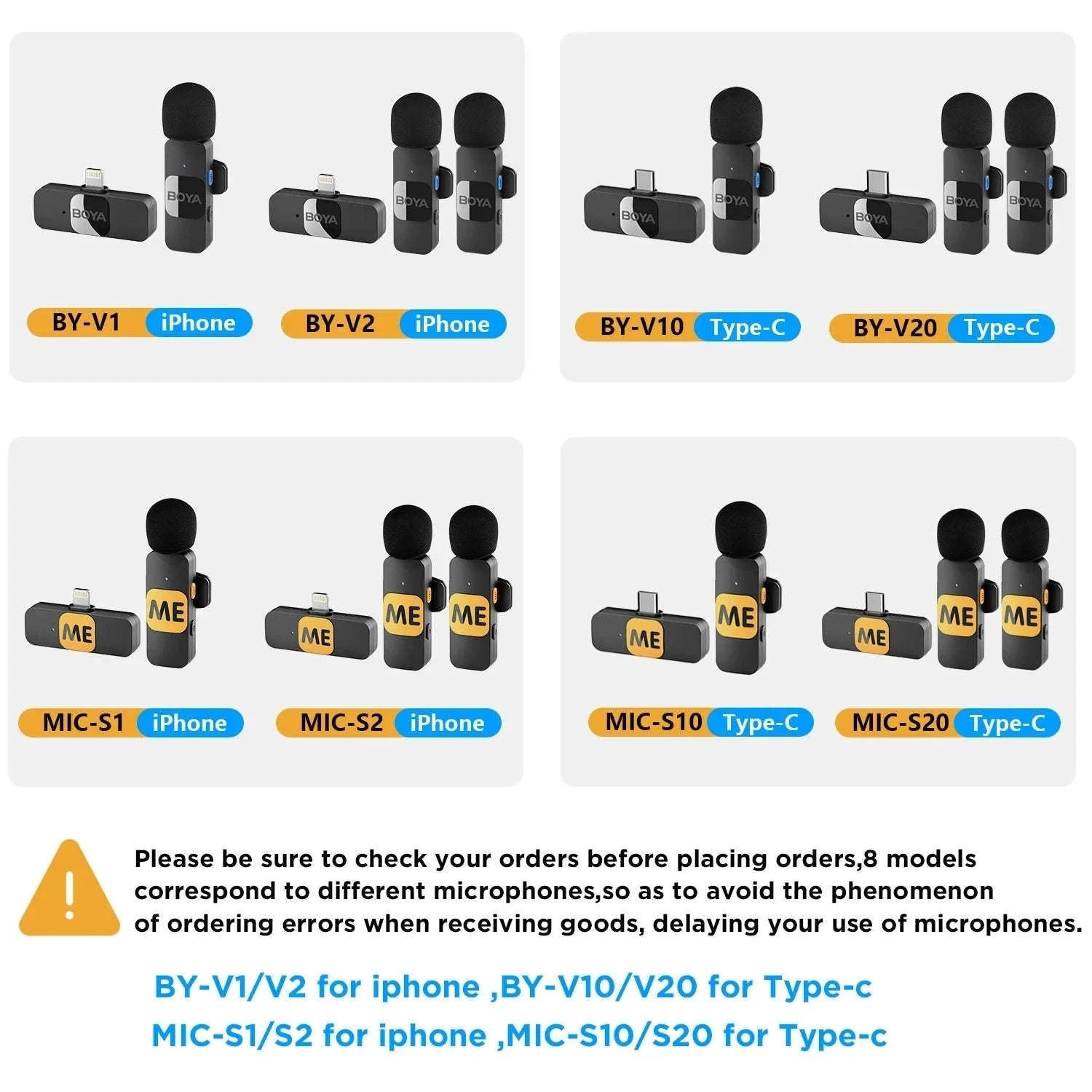BOYA BY-V2 Wireless Lavalier Microphone for Clear Two-Voice Recording-BY-V1.-Lightning