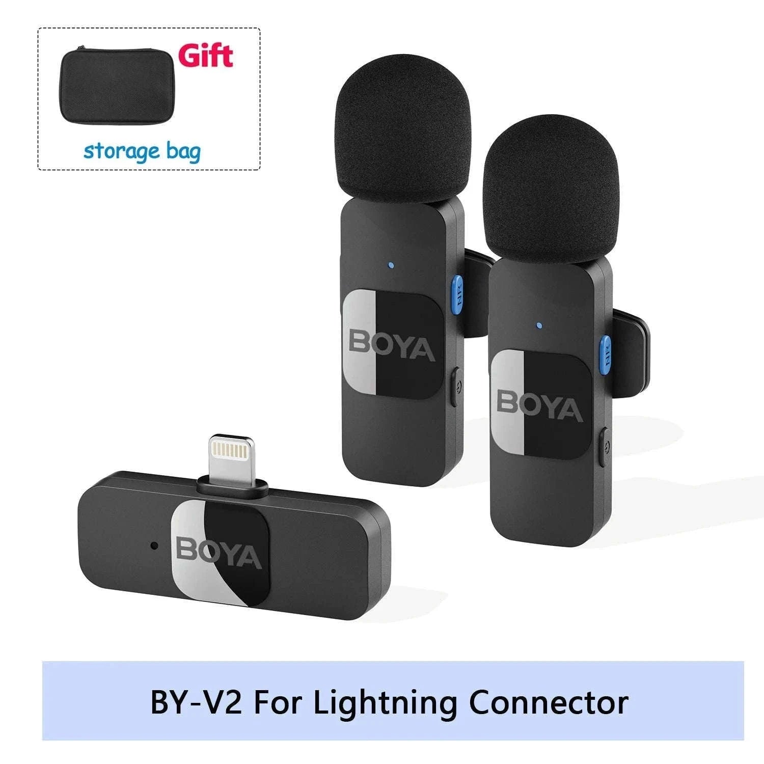 BOYA BY-V2 Wireless Lavalier Microphone for Clear Two-Voice Recording-BY-V1.-Lightning